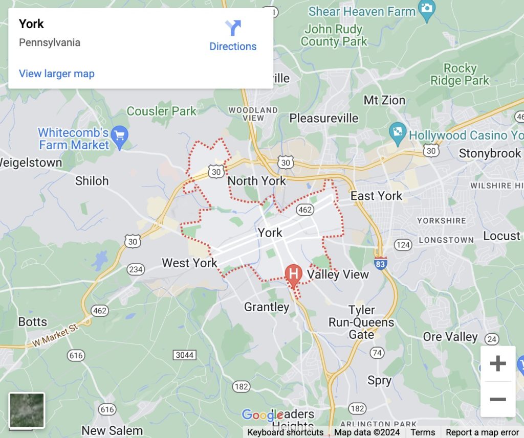 Google Map location for Lane's Lawn.