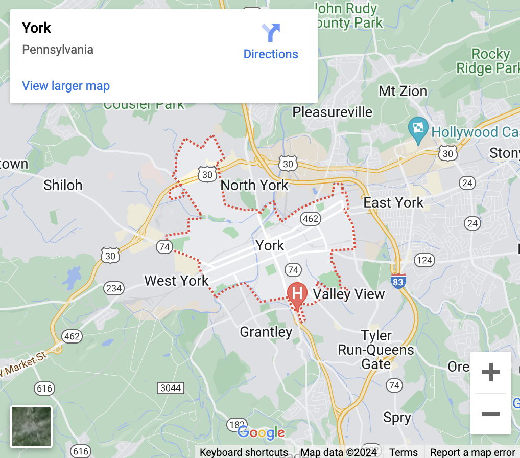Google map image of York area. 